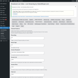 Page screenshot: Live Streaming &rarr; Channel Features