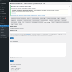 Page screenshot: Live Streaming &rarr; Import Settings
