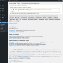 Page screenshot: Live Streaming &rarr; Support