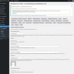 Page screenshot: Live Streaming &rarr; Integration