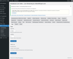 Page screenshot: Live Streaming &rarr; Logs
