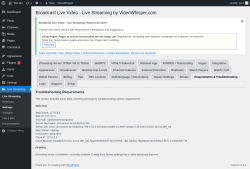 Page screenshot: Live Streaming &rarr; Requirements & Troubleshooting
