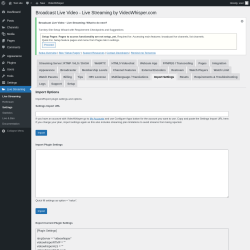 Page screenshot: Live Streaming &rarr; Import Settings