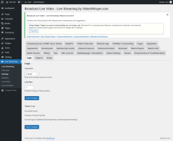 Page screenshot: Live Streaming &rarr; Logs