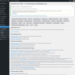 Page screenshot: Live Streaming &rarr; Support