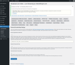 Page screenshot: Live Streaming &rarr; External Encoders