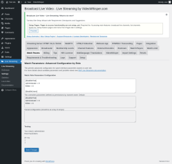 Page screenshot: Live Streaming &rarr; Watch Params