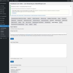 Page screenshot: Live Streaming &rarr; Import Settings