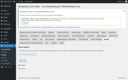 Page screenshot: Live Streaming &rarr; Resets