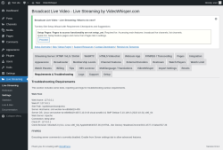 Page screenshot: Live Streaming &rarr; Requirements & Troubleshooting
