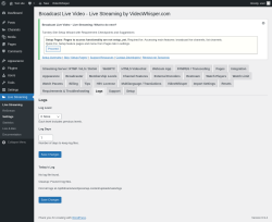Page screenshot: Live Streaming &rarr; Logs