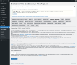 Page screenshot: Live Streaming &rarr; FFMPEG / Transcoding