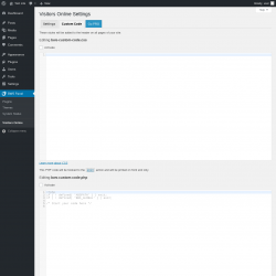 Page screenshot: BWS Panel → Visitors Online → Custom Code