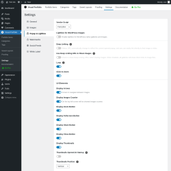 Page screenshot: Visual Portfolio &rarr; Settings &rarr; Popup & Lightbox