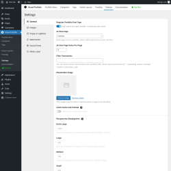 Page screenshot: Visual Portfolio &rarr; Settings