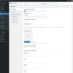 Page screenshot: Visual Portfolio &rarr; Settings