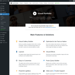 Page screenshot: Visual Portfolio Welcome Screen ‹ Test site — WordPress