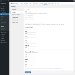 Page screenshot: Visual Portfolio → Settings → Images