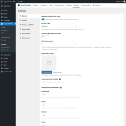 Page screenshot: Visual Portfolio &rarr; Settings