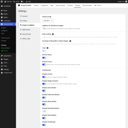 Page screenshot: Visual Portfolio &rarr; Settings &rarr; Popup & Lightbox