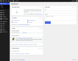 Page screenshot: Dashboard &lsaquo; Test site &mdash; WordPress