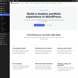 Page screenshot: Visual Portfolio Welcome Screen &lsaquo; Test site &mdash; WordPress