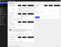 Page screenshot: Dashboard &lsaquo; Test site &mdash; WordPress