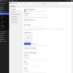 Page screenshot: Visual Portfolio &rarr; Settings
