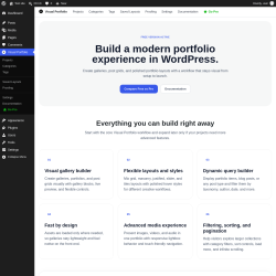 Page screenshot: Visual Portfolio Welcome Screen &lsaquo; Test site &mdash; WordPress