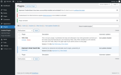 Page screenshot: Plugins ‹ Test site — WordPress