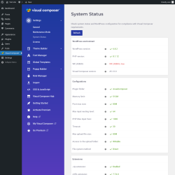 Page screenshot: Visual Composer → System Status