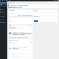 Page screenshot: Dashboard &lsaquo; Test site &mdash; WordPress