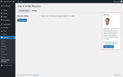 Page screenshot: Settings &rarr; Vote & Smiley Reaction &rarr; Settings