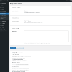 Page screenshot: Mega Menu &rarr; Settings