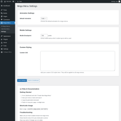 Page screenshot: Mega Menu &rarr; Settings