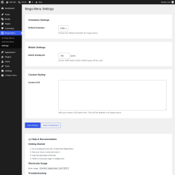 Page screenshot: Mega Menu &rarr; Settings