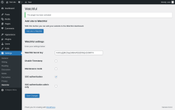 Page screenshot: Watchful settings ‹ Test site — WordPress