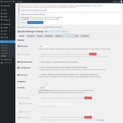 Page screenshot: Blacklist Manager → Settings → Permission