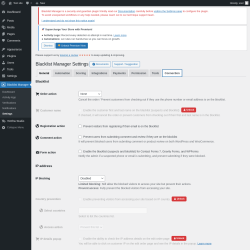 Page screenshot: Blacklist Manager → Settings → Connection