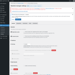 Page screenshot: Blacklist Manager → Settings