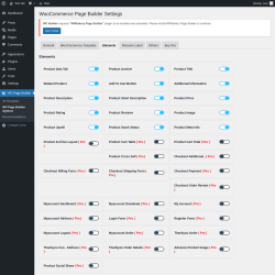 Page screenshot: WC Page Builder → WC Page Builder Options → Elements