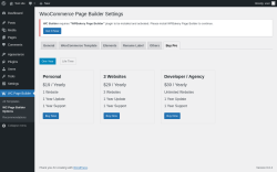 Page screenshot: WC Page Builder → WC Page Builder Options → Buy Pro