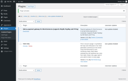 Page screenshot: Plugins ‹ Test site — WordPress