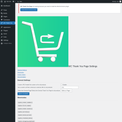 Page screenshot: WC Thank You ‹ Test site — WordPress