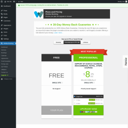 Page screenshot: Webba Booking → Upgrade  ➤