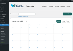 Page screenshot: Webba Booking → Calendar