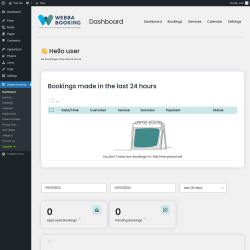 Page screenshot: Webba Booking