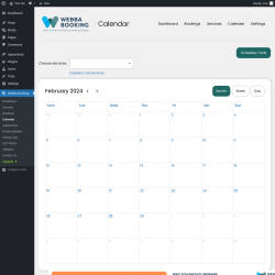 Page screenshot: Webba Booking → Calendar