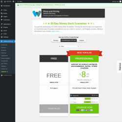 Page screenshot: Webba Booking → Upgrade  ➤