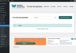 Page screenshot: Webba Booking → Email templates
